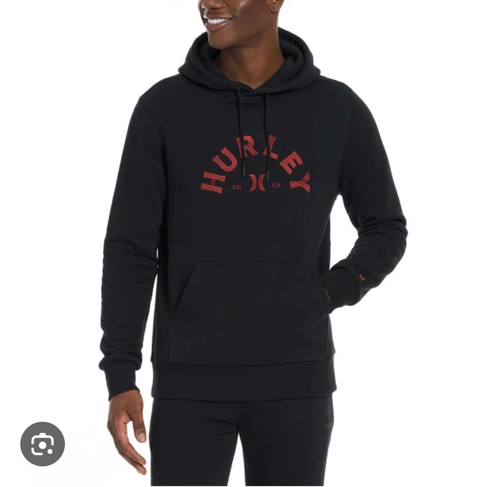 Hurley Black Hoodie with Red Logo
